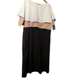 Vtg John Roberts 50's Color-block MIdi Sheath Wiggle Dress Sz 14 Women